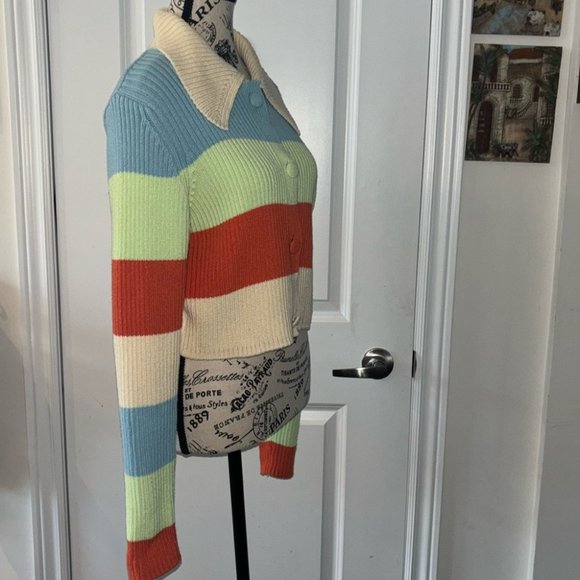 ZARA striped rib knit cardigan size L - Picture 6 of 8